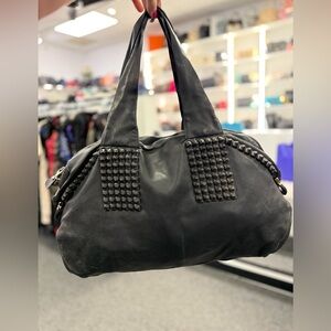 Pre Owned Salvatore Ferragamo Black Leather W/ Knot Detail Designer Bag